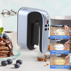 9-Speed Digital Hand Mixer Electric, 400W Powerful DC Motor, Baking Mixer Handheld with Snap-On Storage Case, 5 Stainless Steel Accessories, Flat Beaters, Dough Hooks, Whisk (Ocean Blue)