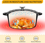 Velaze 7.5 QT Dutch Oven Pot with Lid, Enameled Cast Iron Dutch Oven with Dual Handles for Sourdough Bread Baking, Cooking, Non-stick Enamel Coated Cookware (Black)