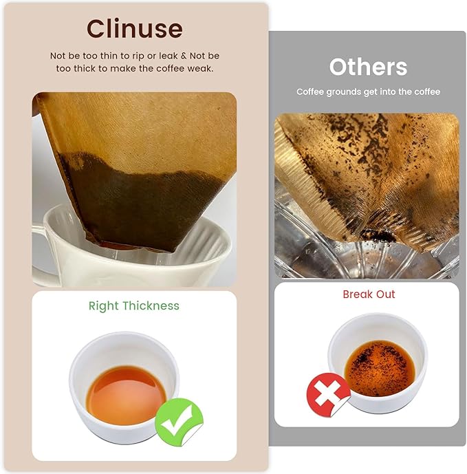 Coffee Filters 200 Count, Size 02 Cone Filters 2-6 Cup, Unbleached Disposable Natural Paper Filters, 02 Cone Filters For Pour Over and Drip Coffee Maker