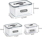 Fruit Storage Containers for Fridge with vent holes and handle，Airtight Food Storage Containers Keep Fruits, Vegetables, Berry, Meat Fresh longer,BPA-free Fridge Storage Container with Lid (3 Pack)