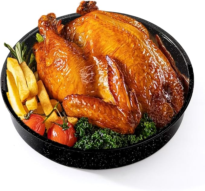 Enamel Roasting Pan Set Round Baking Pans 3pcs 10"/12"/14" Cake Pans High Performance Nonstick- Non-Toxic,PTFE&PFOA Free,Pizza Pan,Cookie Baking Sheets Oven Trays For Cooking