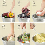 304 Stainless Steel Microporous Colander, 5QT Large Capacity with Mixing Bowl For washing vegetables, fruit and rice and for draining cooked pasta(2PC)