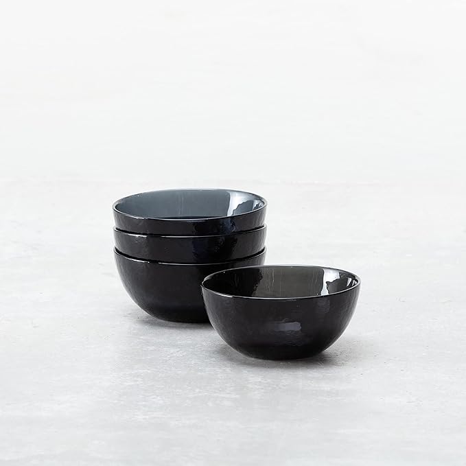 Fortessa Los Cabos Glass Dinnerware Collection, Cereal Salad Fruit Bowl (Set of 4), 6 Inch/ 21 Ounce, Shadow