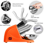 Ice Shaver, Electric Shaved Ice Machine 4-blades Ice Shaver Machine,200lbs/hr ice crusher with Ice Pick for Home and Commercial Use（Orange）