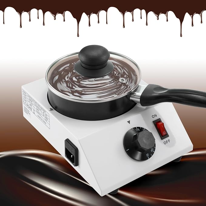 WICHEMI Chocolate Melting Pot Chocolate Tempering Machine Commercial Electric Chocolate Melter Fondue Pot for Chocolate, Butter, Cheese, Cream, Candy, Milk, Coffee, Desserts (Single Pot)