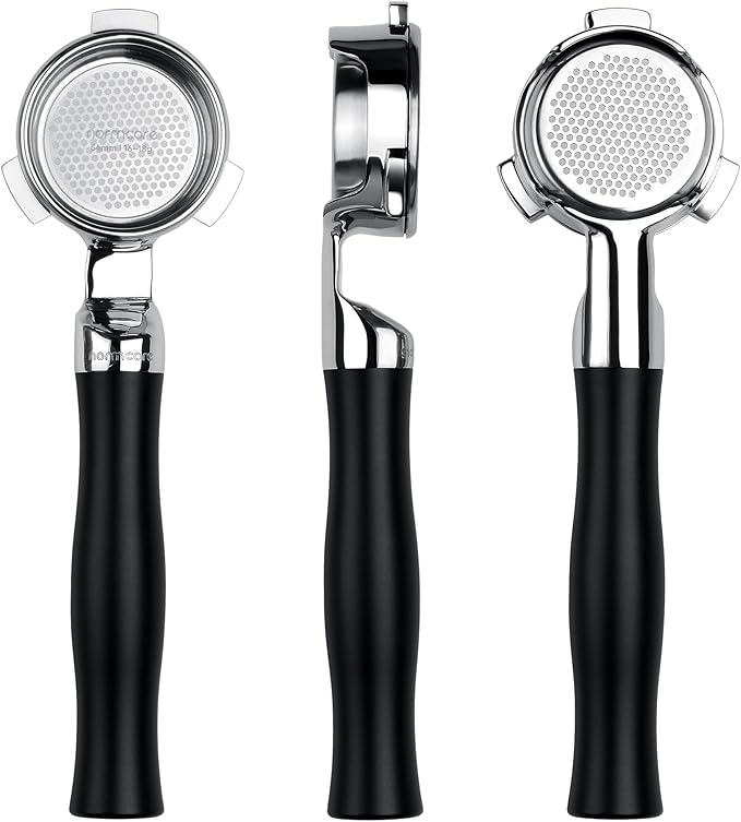 Normcore 54mm Silm Bottomless Portafilter, Naked Portafilter with Black Anodized Aluminum Handle Fits 54mm Breville Sage Machines, 18 g Precision Double shot Basket Included