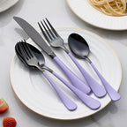 20-Pieces Purple and Black Silverware Sets for 4,Purple Handle Stainless Steel Cutlery Set, Include Forks Spoons and Knives Set, Dishwasher Safe Utensil Sets for Home Restaurant