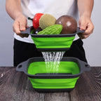 Collapsible Colander Set of 3 Square Silicone Kitchen Strainer Set 1 pcs 9.6 Quart, 1 pcs 6 Quart,1 pcs 4 Quart Perfect for Draining Pasta, Vegetable and fruit for Kitchen and Travel Use