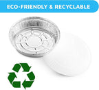 MontoPack 7” Round 100 Pack Aluminum Foil Pans with Clear Lids | Disposable Containers with Straight Walls for Storing, Baking, Meal Prep & Reheating | Freezer & Oven Safe, Recyclable
