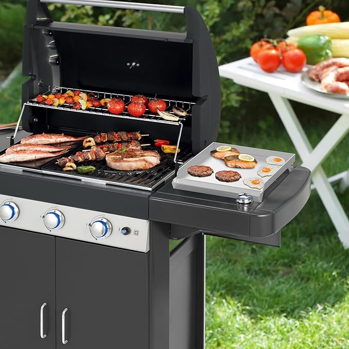 Stanbroil Stainless Steel Flat Top Griddle for Gas Grill Side Burner, Universal Stove Top Griddle for Most Gas Grill Side Burner, 11 in. x 13 in.