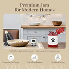 Young's Ceramic Treat Jar with Wooden Lid, Christmas Theme Evergreen Lane Goodie Jar, Decorative Storage Canister for Cookies Treats Snacks, Set of 2