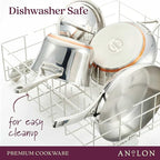 Anolon Nouvelle Stainless Stainless Steel Frying Pan / Fry Pan / Stainless Steel Skillet with Lid - 12 Inch, Silver