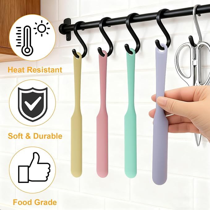 Palksky Silicone Chocolate Melting Cup Set with 4 Silicone Measuring Cups (250ml & 350ml) and 4PCS Heat-Resistant Jar Spatulas, Non-Stick Baking Tools for DIY Chocolate, Butter & Cream Mixing