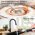 Milk Frother Handheld, 3-Speed Frother Wand USB-C Rechargeable, with 3 Detachable Whisks, Coffee Frother for Coffee,Latte, Cappuccino, Matcha, Hot Chocolate & Eggs, Electric Whisk Drink Mixer (Black)