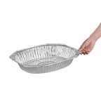 Restaurantware Foil Lux 17.6 x 14 x 3.1 Inch Oval Roasting Pans, 50 Oven-Ready Foil Pans - Freezable, Heavy-Duty, Aluminum Foil Disposable Baking Pans, For Cooking Turkey, Chicken, And More