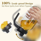 Glass Mason Jar Pitcher with Lid - 2 Quart (64 oz) Wide Mouth Water Jug, Set of 2 - BPA-free, Leak Proof - Sun & Iced Tea Pitcher, Cold Brew Coffee, Breast Milk Storage, Juice, Drink