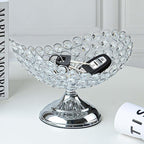 Hollow-Carved Design Crystal Fruit Bowl Food Bowl for Table Centerpiece,Snack Dessert Bowl Holder,Elegant Crystal Bowl for Party table (Silvery, Ship type)