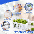 Large Fruit Containers for Fridge - Leakproof Food Storage Containers with Removable Colander - Dishwasher safe Produce Containers Keep Fruits, Vegetables, Berry, Meat Fresh longer (3)