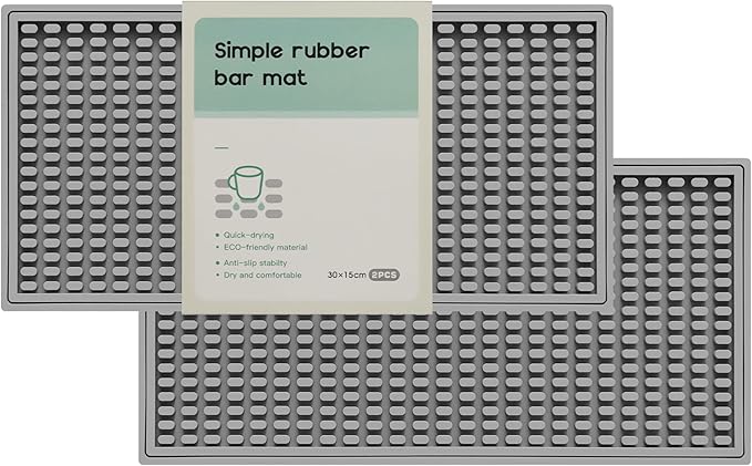 2PCS11.8 * 5.9in Gray Bar Mat, Prevent Cups and Glasses from Sliding and Protect The Surface of The Table from Being Easily Damaged, Suitable for Bars, Home Bars and Coffee Bars
