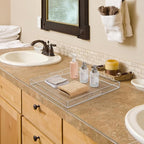 24×24 inches Oversized Clear Acrylic Ottoman Tray Extra Large Decorative Tray Spill-Proof Serving Trays with Handles King-Size Safe Edge Organizer for Coffee Table Countertop Breakfast