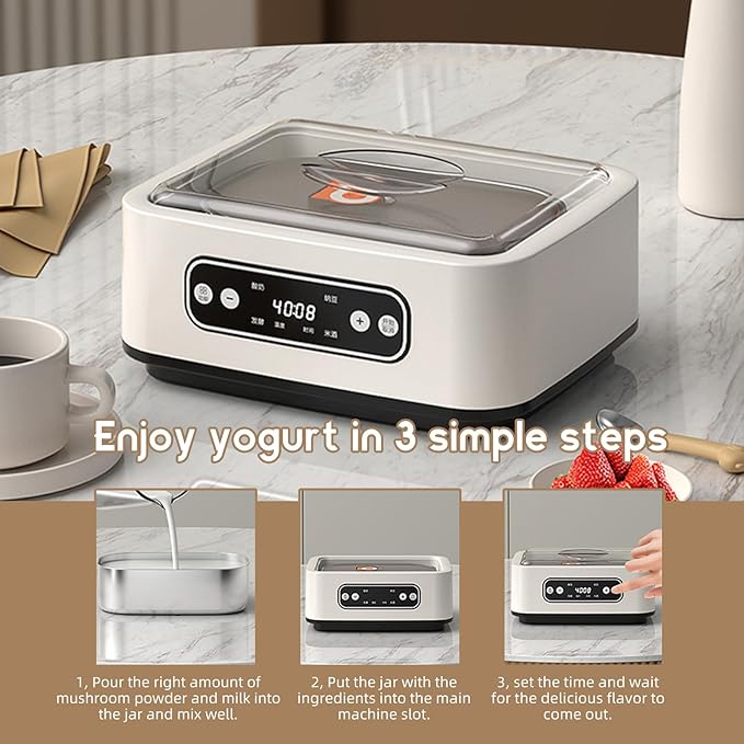1.7 Quart Yogurt Maker With Adjustable Time And Temperature Control Probiotic Maker 110v-240v Auto-Adaptive Bpa-Free Celsius Increment Real-Time Countdown Led Display Includes 6 Glass Jars