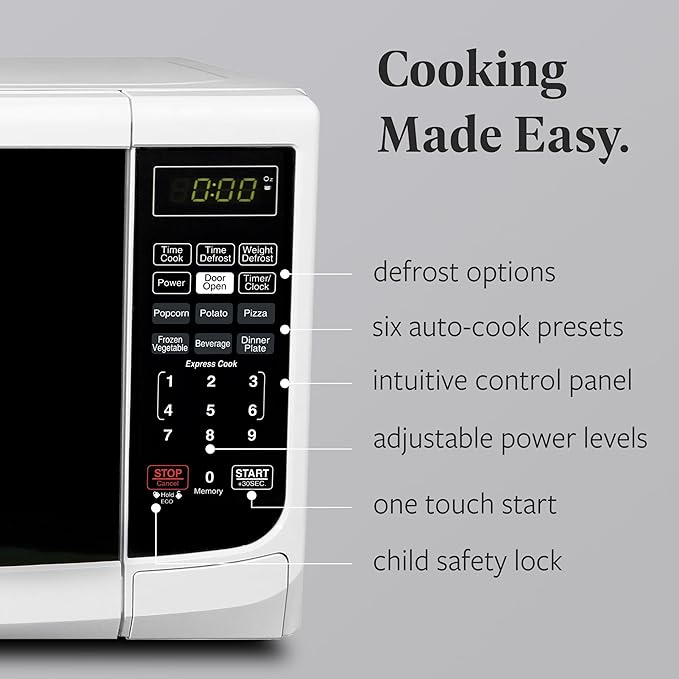 Farberware Countertop Microwave 700 Watts, Cu. Ft. - Microwave Oven With LED Lighting and Child Lock - Perfect for Apartments and Dorms - Easy Clean Grey Interior, Retro White