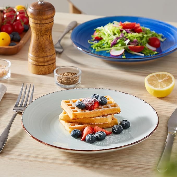 vancasso Bonita Salad Plates, 8.5 inch Small Dinner Plates Set, Ceramic Dessert Plate Serving Dishes Set of 6, Microwave, Oven and Dishwasher Safe, Assorted Color
