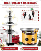 Chocolate Fountain Machine 4 Tiers Cheese Fountain Perfect for Nacho Cheese, Chocolate Sauce, Wedding, Party