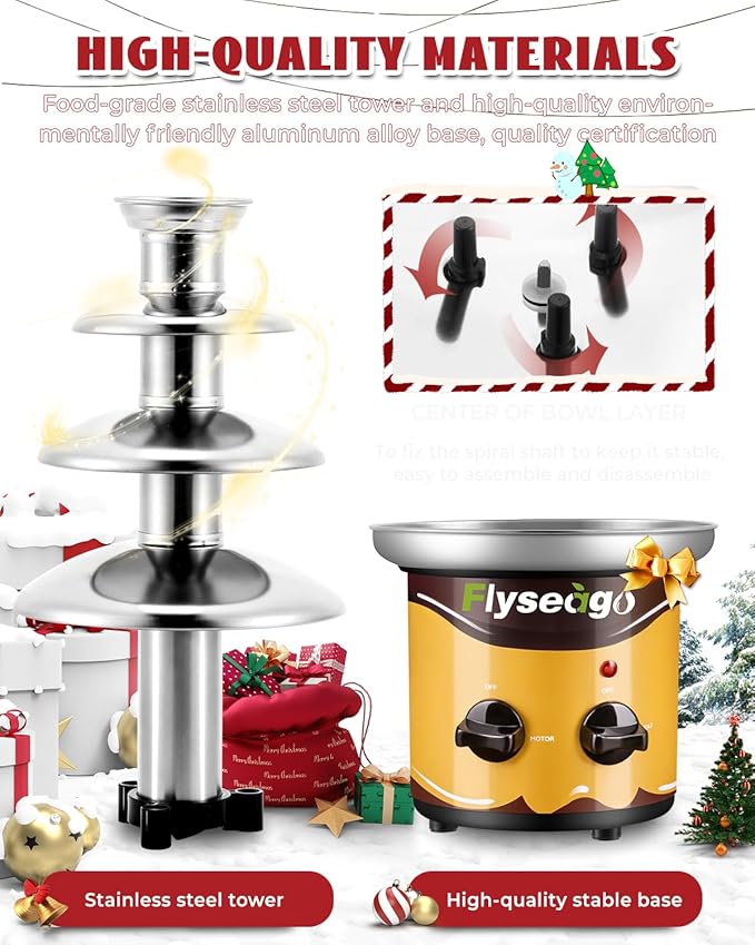 Chocolate Fountain Machine 4 Tiers Cheese Fountain Perfect for Nacho Cheese, Chocolate Sauce, Wedding, Party