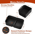 Silicone Air Fryer Liners for Ninja DZ071 (3.5qt x2 + 7qt x1) | 10-Piece Air Fryer Accessories Set with Oil Brush, Gloves, Food Clips, Scraper & Grill Mats | Dishwasher Safe, BPA-Free (Black)