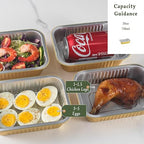 6"x 4" Sturdy Aluminum Foil Pans + Lids (5 Pack), 2X Thicker Heavy Duty for Oven, Grill, Microwavable Cooking Baking, Reusable Freezable Dishwasherable Disposable Tin Pot Container 25oz