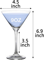 JEKOSEN Crystal Martini Cocktail Glasses 9 Ounce Set of 4 With Premium Gift Box Premium Strong Lead-Free Clear for Bar Martini