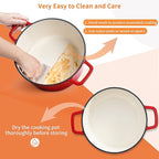 Velaze 6 QT Enameled Cast Iron Dutch Oven, Dual Handles Pot with Lid, Heavy-Duty Non-stick Round Oven for Bread Baking, Stewing, Roasting, Good Sealing for All Heat Source (Red)