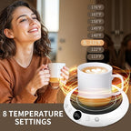 Coffee Mug Warmer, White Elephant Gifts for Adults, Electric Cup Warmer for Desk, Candle Warmer Plate 8-Temp Setting & 1-12H Timer, Stocking Stuffer for Women Men