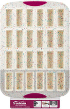 Trudeau 24 Slot Mini Bar Pan – Premium Confetti White Silicone Bakeware with Steel-Reinforced Rim – Nonstick, BPA-Free Brownie, Blondie, Snack Bar & Mini Cake Mold – Oven, Freezer & Dishwasher Safe