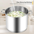 Stainless Steel Stock Pot, Homikit 24 Quart Large Stockpot Soup Pot with Lid, Tri-ply Bottom Cookware for Induction Gas Various Stovetops, Seafood Sauce Canning Cooking Pot for Large Group and Events