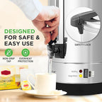 NutriChef Water Boiler and Hot Water Dispenser, 19L Electric Beverage Dispenser with Safety Lock Lid, Non-Drip Tap, Warm Function, Food Grade Stainless Steel, Home & Commercial Use, 19"x9"x9", Silver