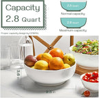 DOWAN Serving Bowls, 9.5" Large Salad Bowls for Entertaining, Side Dishes, Pho, Pasta, Centerpiece Bowls for Dinner Parties, Kitchen Decor, Microwave & Dishwasher Safe, White
