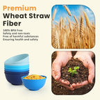 Homienly Wheat Straw Bowls, 8 PCS Microwave Safe Bowl Unbreakable for Salad, Soup, Cereal, Oatmeal, Reusable Plastic Bowls for Kithen, Family, Camping, Party, Dishwasher Safe, 26 OZ (Gradient Blue)