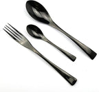 20-Piece 18/10 Stainless Steel Serrated Steak Knife Flatware Set, Mirror Polishing Black, Service for 4