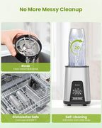 Blender for Smoothie, 900W Personal Blender for Shakes and Smoothies with 2 * 22oz BPA Free Portable Cups, Small Juicer for Protein Shake, Baby Food, Frozen Drink