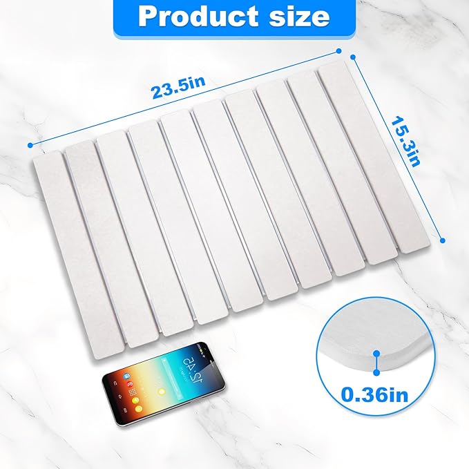 Large Stone Dish Drying Mat for Kitchen Counter,24"(L)×16"(W),Collapsible Quick Dry Dish Drying Mat,Diatomaceous Earth Mats for Cutlery, Pots and Bottles,Match Any Countertop