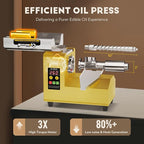 CGOLDENWALL Oil Press Machine, Automatic Oil Making, Electric Oil Extractor for Cold&Hot Pressing, Oil Maker with Intelligent Temperature Controller(32-572°F),Seeds Nuts Oil Expeller,CE(110V, US Plug)