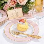 WDF 60pcs Pink Dessert Plates - 7.5inch Baroque Pink &White Disposable Dessert/Salad/Appetizer Small Cute Cake Plates for Upscale Parties &Wedding-Special for Bridal Shower, Brithday, Baby Shower
