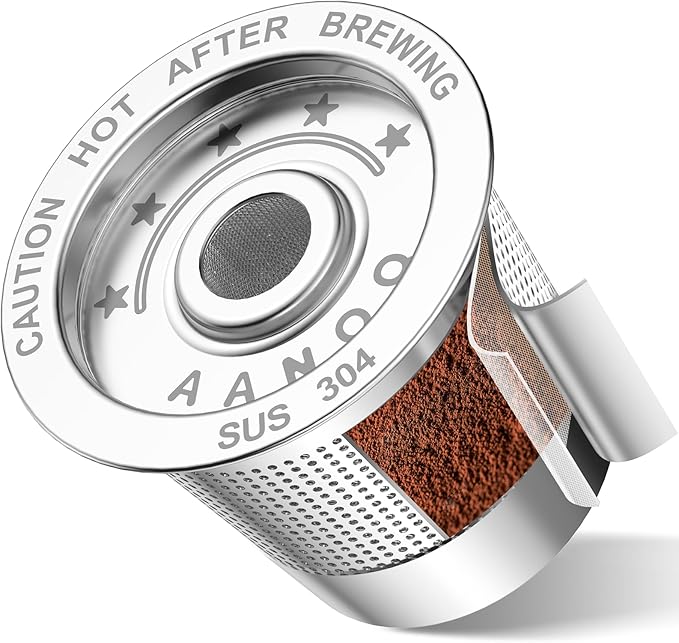 AANQQ Reusable K Cups for Keurig: Upgraded Dual-Layer Mesh Stainless Steel K Cup - Refillable Metal Coffee Pods Filter Fit Keurig 1.0 Coffee Maker - Richer Coffee/NO-Residue/Eco-Friendly (1-Pack)