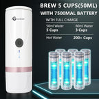 Portable Electric Espresso Machine, Car Travel Self-Heating Electric Coffee Maker for Camping with Type-C, Suitable for ground coffee and Ns capsules for RV, Hiking, Office Spring Travel White Heating