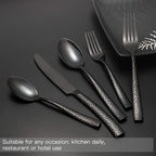 Silverware Set Black Flatware Set Hammered Cutlery Set Stainless Steel Mirror Finished Hand Forged 40 Pieces Service for 8 Home Event Use Wedding Housewarming Gift