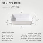 Made In Cookware - Square Baking Dish - White - Hand Crafted Porcelain - Professional Bakeware - Made in France