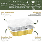 6"x 4" Sturdy Aluminum Foil Pans + Lids (5 Pack), 2X Thicker Heavy Duty for Oven, Grill, Microwavable Cooking Baking, Reusable Freezable Dishwasherable Disposable Tin Pot Container 25oz