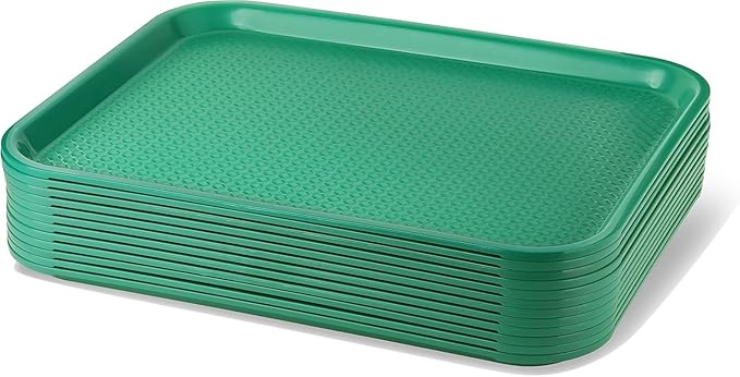 New Star Foodservice Fast Food Tray, Set of 12 (Green, 14 by 18-Inch)
